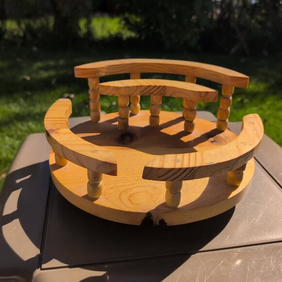 Vintage Handmade Round Tabletop Lazy Susan - Wooden - Picture 2 of 8